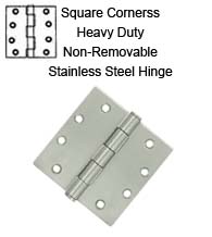 4-1/2 x 4-1/2 x Square Corners Stainless Steel Hinge with Non-Removable Pin, Pair, Deltana SS45NU32D