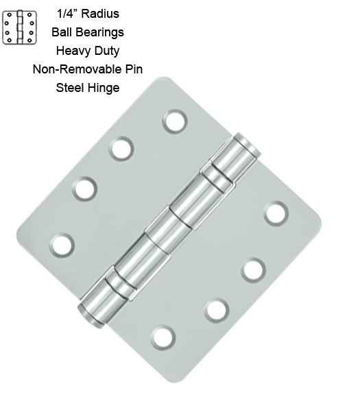 4 x 1/4 Radius Non-Removable Pin Hinge
