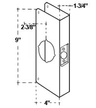 9 x 4 Wrap Around Plate for 1-3/4 Inch Door with 2-3/8 Inch Backset, Don-Jo 2-CW