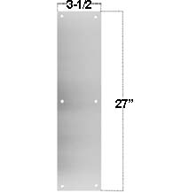 3.5 x 27 Satin Stainless Steel Push Plate, Don-Jo PP-3.5x27-630