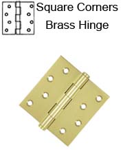 4 x 4 x Square Corners Residential Solid Brass Hinge, ZigZag Holes, Pair, DSB4x-RZ