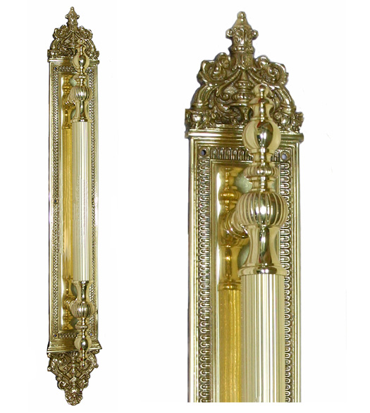 Ornate Grand Palais Polished Brass Pull Plate