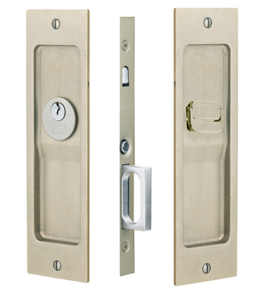 Rustic Modern Keyed Pocket Door Hardware