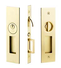 Narrow Rectangular Pocket Door Keyed Entry, Emtek 2153