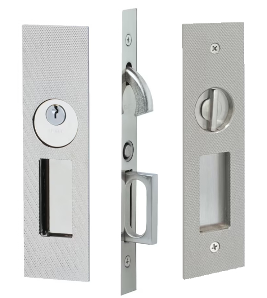 Knurled Keyed Mortise Pocket Door Hardware