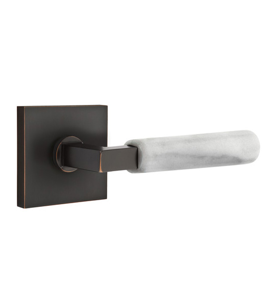 L-Square White Marble Lever with Square Rose