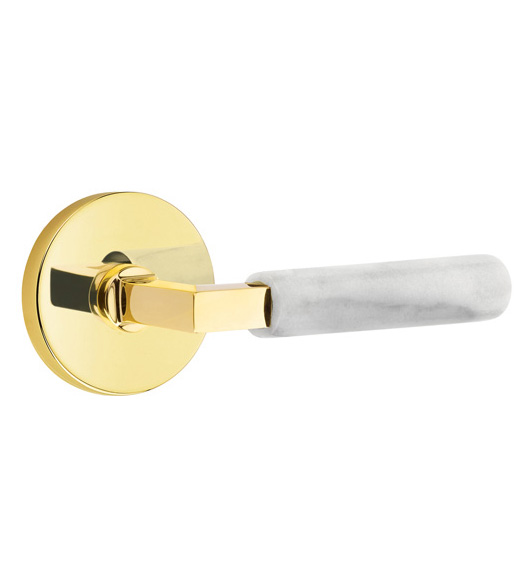 L-Square White Marble Lever with Disk Rose
