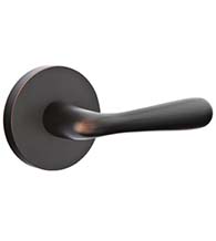 Transitional Basel Lever with Disk Rose, Emtek 5059BA