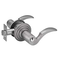 Keyed Cortina Lever with Round Rosette, Emtek 5100C