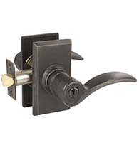 Durango Keyed Entry Lever with Sandcast Bronze Rectangular Rose, Emtek 5103D