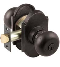 Keyed Entry Winchester Sandcast Bronze Knob with Arched Rose, Emtek 5104WC