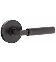 Knurled Lever with Disk Rose and Square Stem, Emtek 5059LSKN