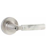 Keyed White Marble Lever with Disk Rose, Emtek 5115KLSMRWH