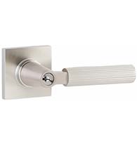 Keyed Straight Knurled Lever with Square Rose, Emtek 5122KLSSK
