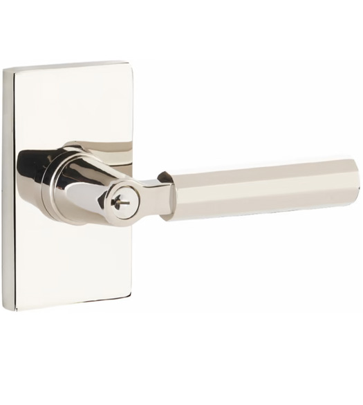 Key in Faceted Lever with Rectangular Rosette