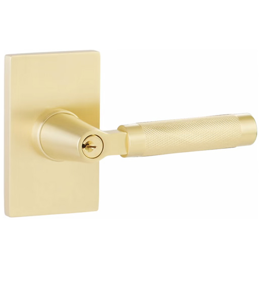 Key in Knurled Lever with Rectangular Rosette