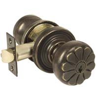 Keyed Petal Cast Bronze Knob with Round Rose, Emtek 54012PT