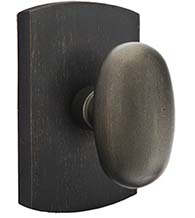 Sandcast Egg Knob with Arched Rose, Emtek 7050BZEG