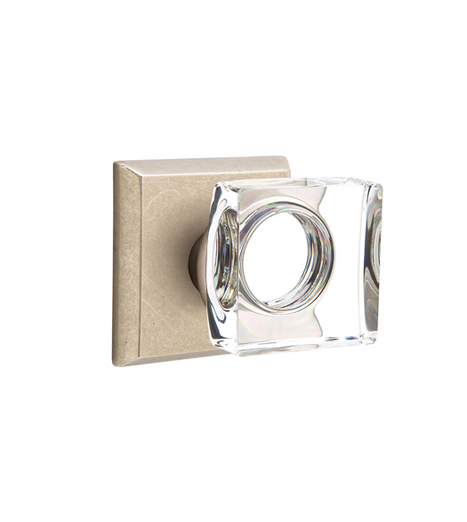 Modern Square Crystal Knob with #6 Rosette