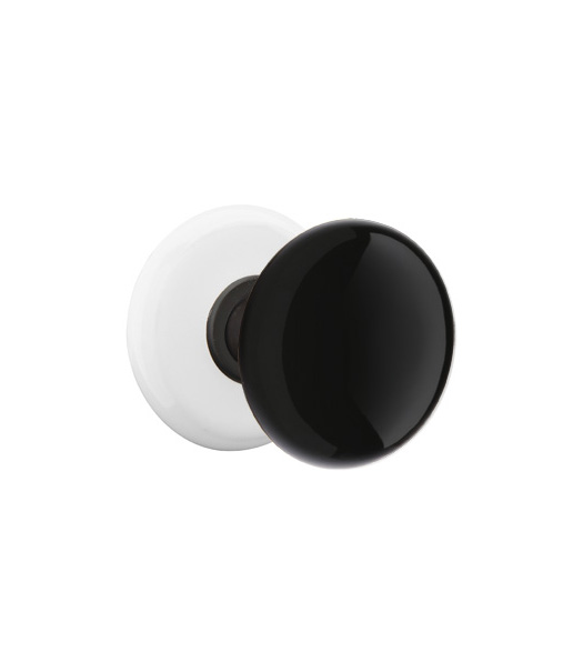 Porcelain Ebony Knob with White Rose