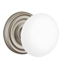 Ice White Porcelain Knobset with Regular Rosette, Emtek 8050IW