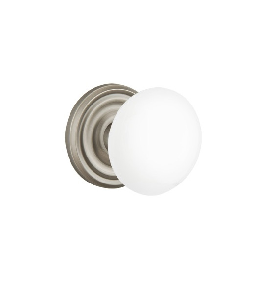 White Porcelain Knob with Round Rose