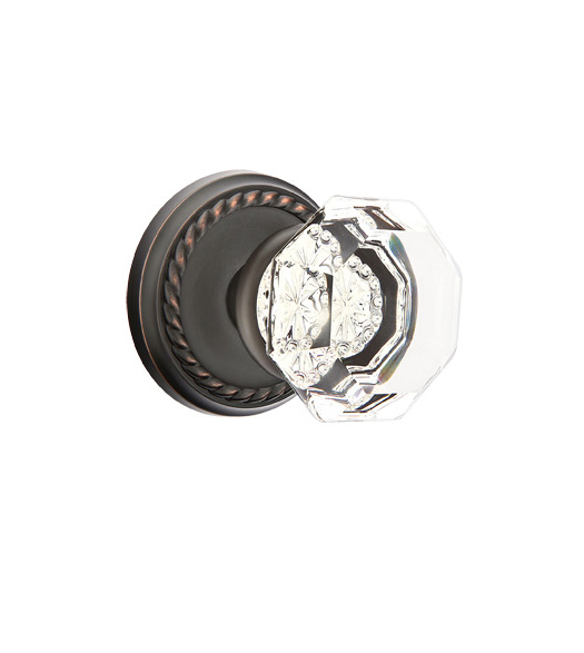 Clear Crystal Old Town Knob with Rope Rose