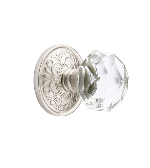 Crystal Diamond Knob with Lancaster Rose