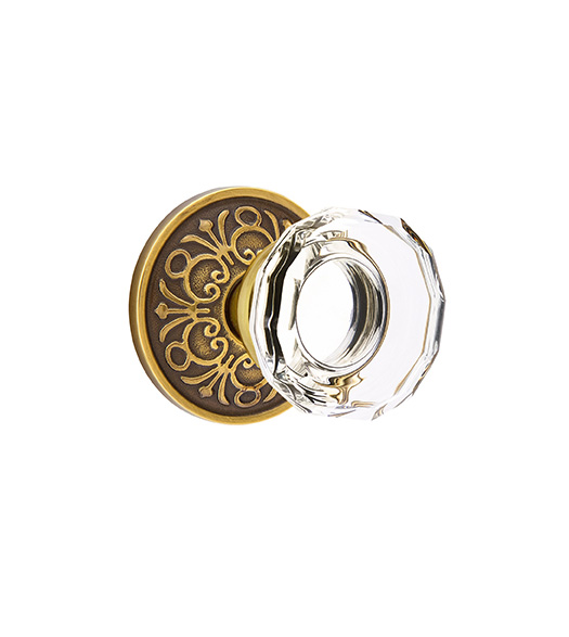 Lowell Crystal Knob with Lancaster Rose