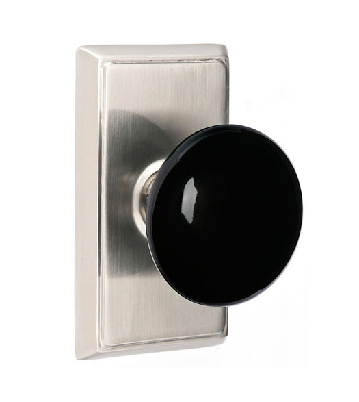 Black Porcelain Knob with Rectangular Rose