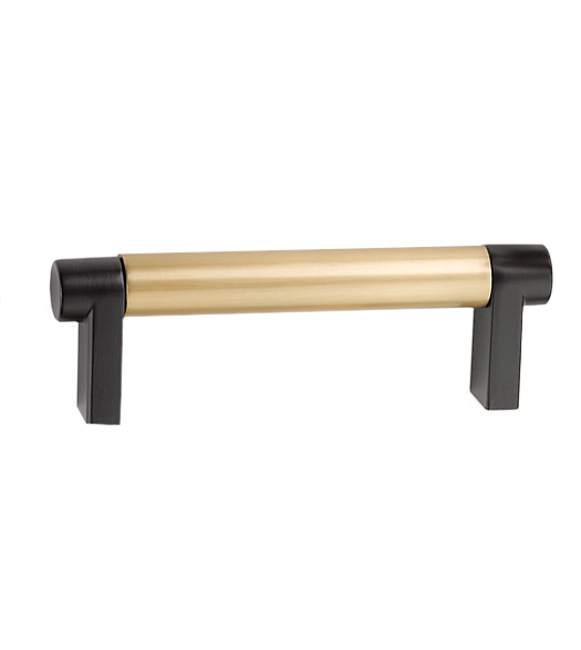 Satin Brass Cabinet Pull with Black Mounts
