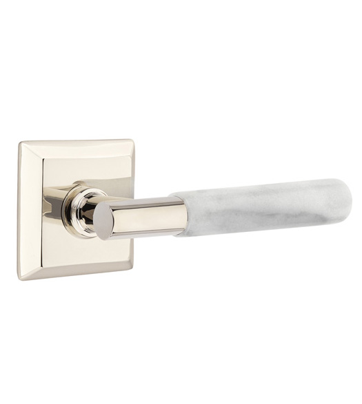 T-Bar White Marble Lever with Quincy Rose