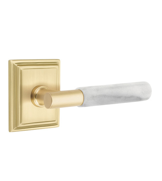 T-Bar White Marble Lever with Wilshire Rose