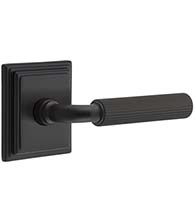 Straight Knurled R-Bar Lever with Wilshire Rose, Emtek 8561RASK