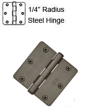 3-1/2 x 3-1/2 x 1/4 Radius Corners Residential Steel Hinge, Pair, Emtek 91023