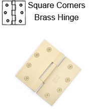 4 x 4 x Square Corner Square Barrel Brass Hinge, Pair, Emtek 96314