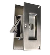 Contemporary Pocket Door Privacy Lock, First Impressions DRB4004BRPVC