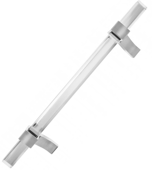 Sky Offset Acrylic Door Pull Brass Brackets