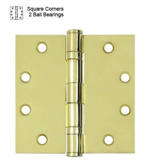 4-1/2 Commercial Polished Brass Hinge