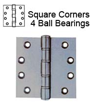4-1/2 x 4-1/2 Extra Heavy Duty Stainless Steel Hinge, 4 Ball Bearings