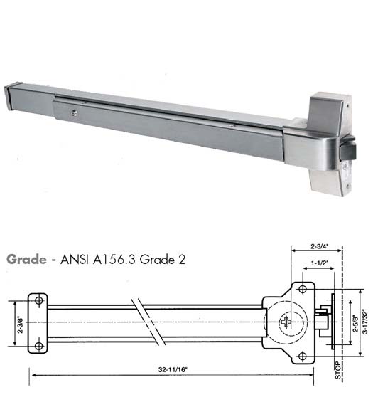 36 Inch Wide Door Push Bar Exit Device