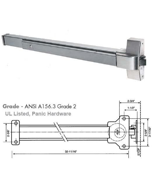 Stainless Steel Exit Device Push Bar