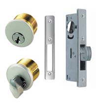 Sliding Storefront Door Mortise Hookbolt Lockset, Brass Cylinders, TH1102-PB