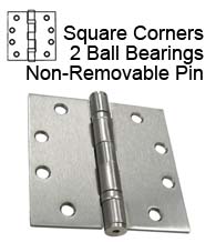 4-1/2 x 4-1/2 Commercial Door Hinge, 2 Ball Bearings and Non-Removable Pin