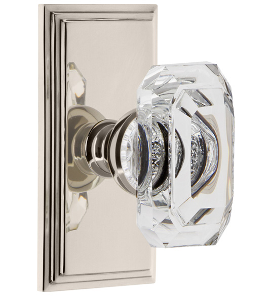 Baguette Clear Crystal Knob with Carre Rose