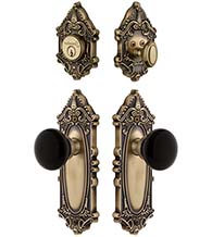 Grande Victorian Entryset with Black Glass Coventry Knob, Grandeur GVCCOVCOM