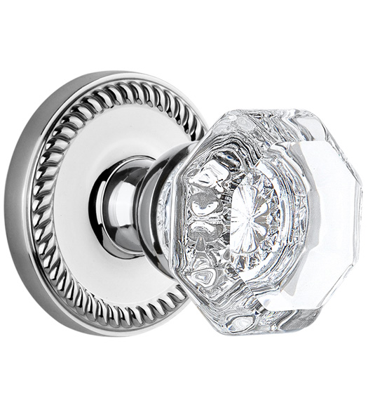 Crystal Chambord Knob with Newport Rosette