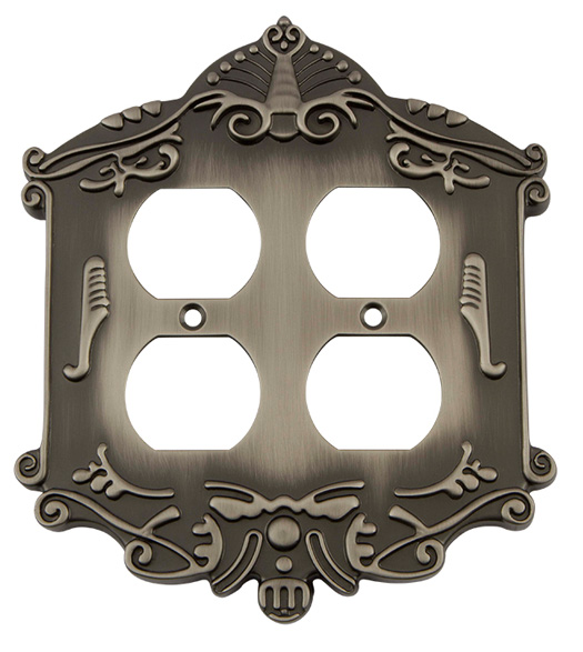 Double Victorian Outlet Cover Plate