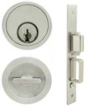 Round Luna Pocket Door Keyed Entry, INOX FH22PD8450