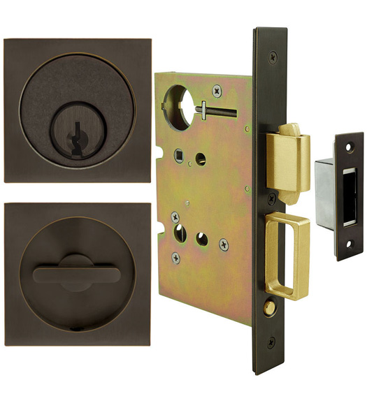 Square Urban Pocket Door Keyed Entry Set